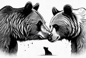 mother bear and cub looking at each other teardrop shaped simple tattoo idea