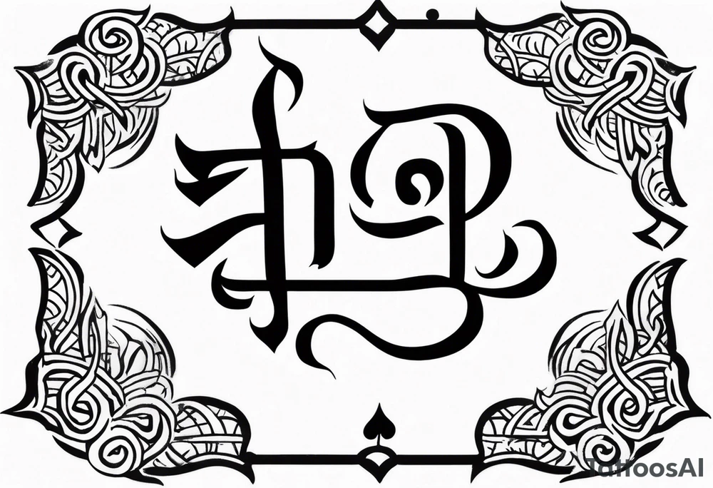 Tattoo ਨਿਰਭਉ ਨਿਰਵੈਰ written in Gurmukhi written text. Add fire and heart to symbolize strength and love tattoo idea