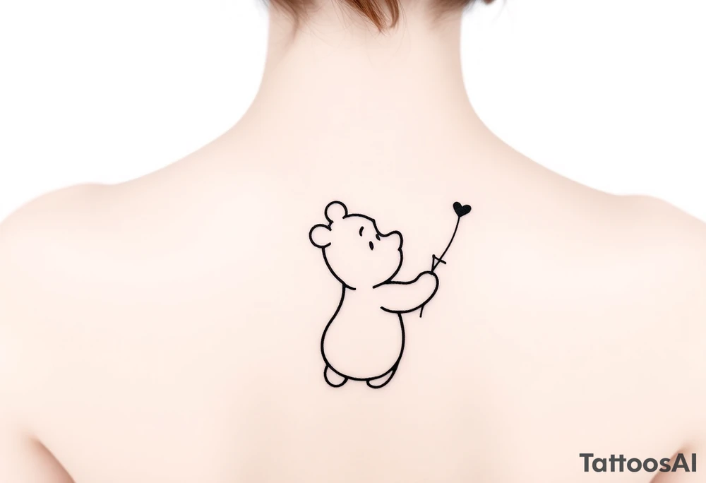 Winnie the pooh with a huge 
heart balloon tattoo idea