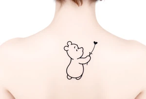 Winnie the pooh with a huge 
heart balloon tattoo idea