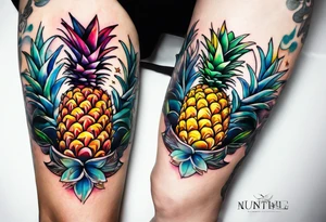 wildlife and birds made of glass in Amsterdam canal in space with pineapples tattoo idea