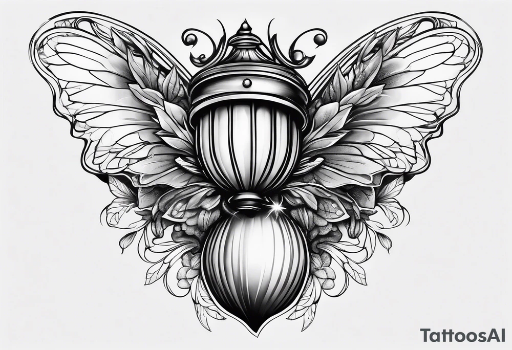 acorn with fairy wings tattoo idea