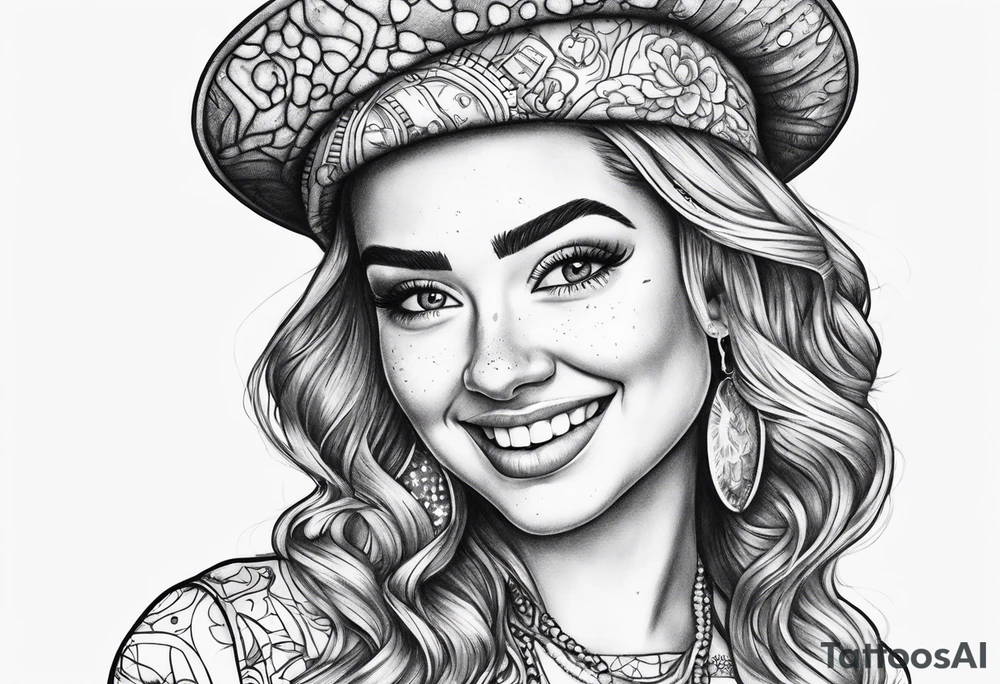 A sexy women wearing SpongeBob SquarePants clothing tattoo idea