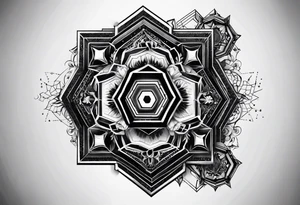 black hexagon computer parts tattoo idea