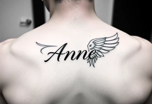 the name Anne in a phoenix feather tattoo idea