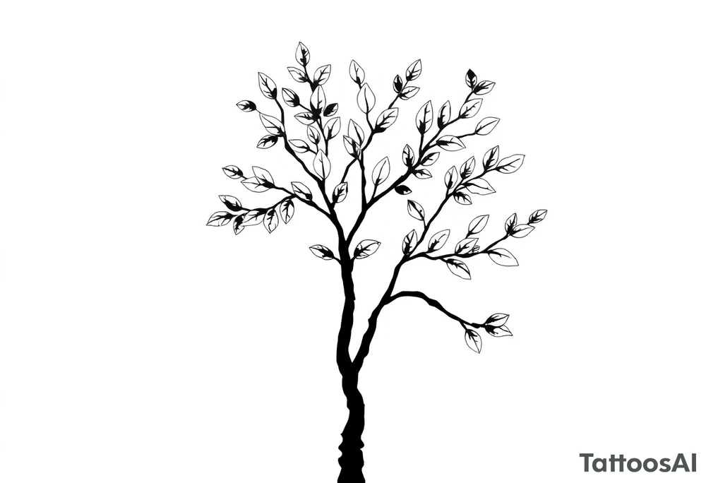 birch tree with leaves tattoo idea