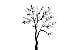 birch tree with leaves tattoo idea