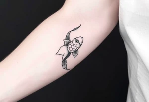 traditional koi fish swimming upstream through turbulent waves tattoo idea
