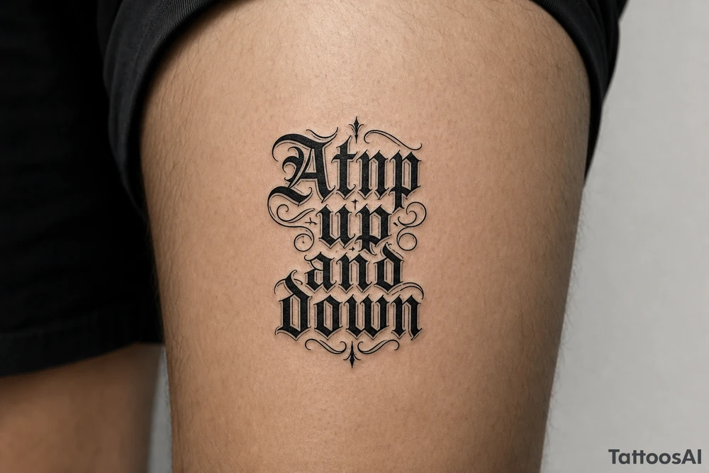 Atnp in old English chicano style up
and down tattoo idea