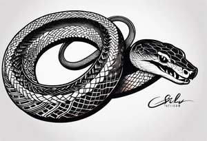 sly word form as snake tattoo idea