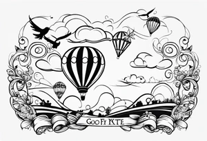 the words "Go Fly A Kite" in a whimsical font tattoo idea