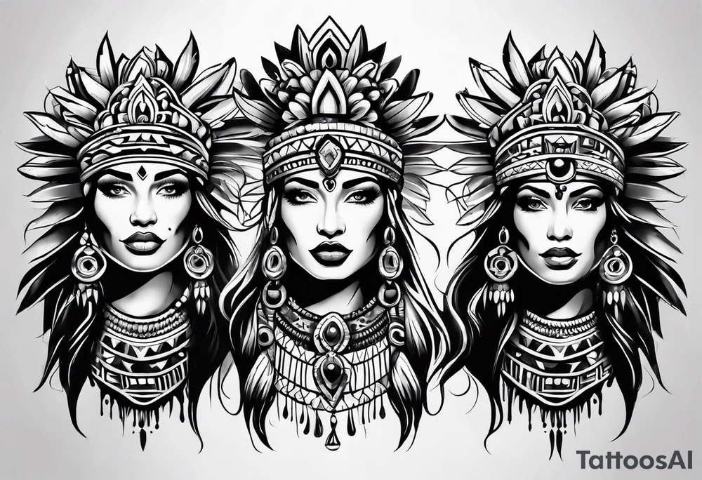 Dripping Aztec priness tattoo idea
