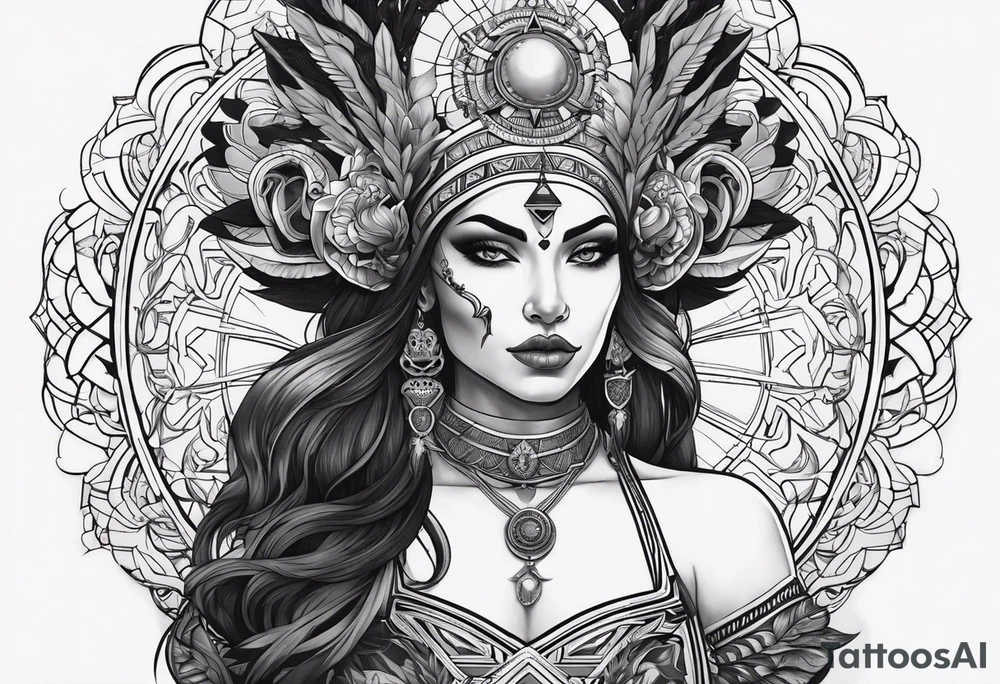 kali ma, alien goddess, valkrye, aries, pirate, divine feminine, zenza resonance, pachamama, lotus azul, blank panther, eagle, skull, 5D, nueva gaya, dna 12 tattoo idea