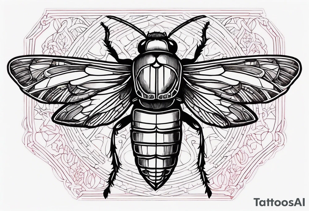 cicada on top of red background tattoo idea
