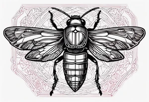 cicada on top of red background tattoo idea