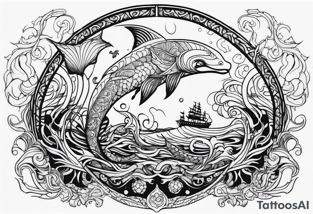 Sea mythical creatures scary tattoo idea