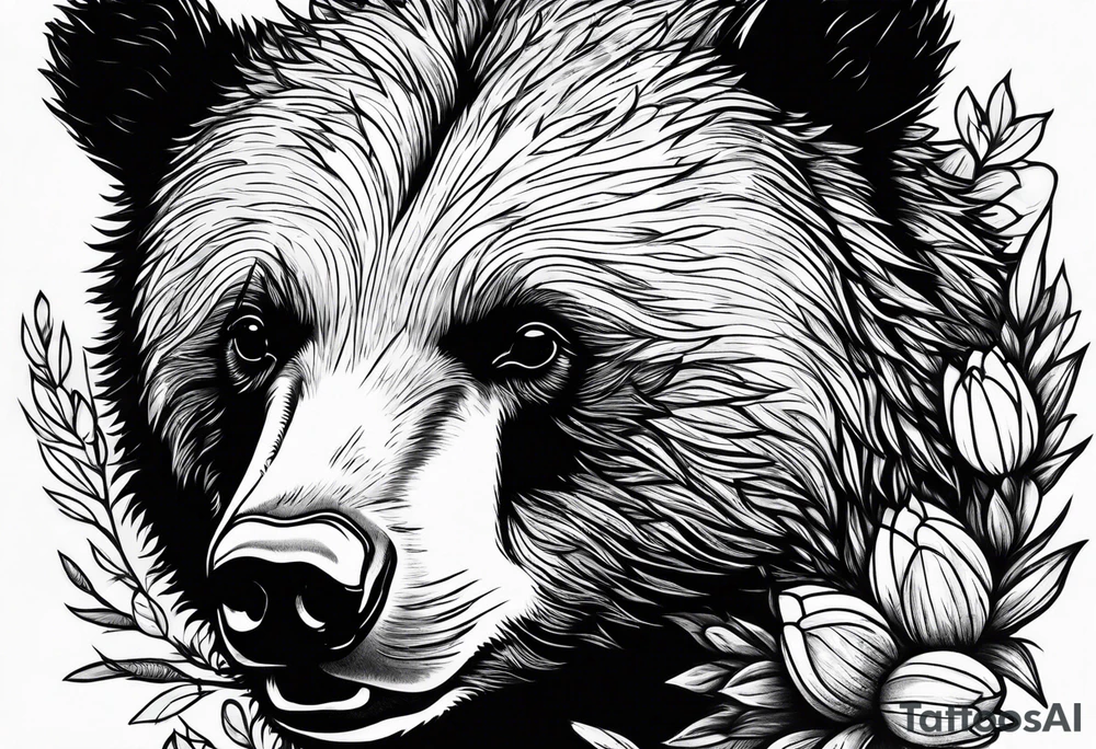 black bear hugs  hedgehog tattoo idea