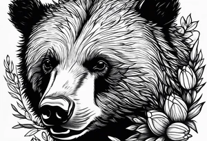 black bear hugs  hedgehog tattoo idea