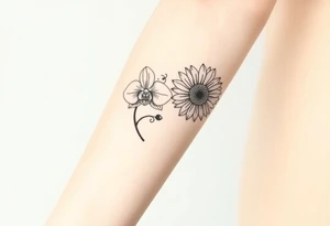 Orchid and sunflower tattoo idea