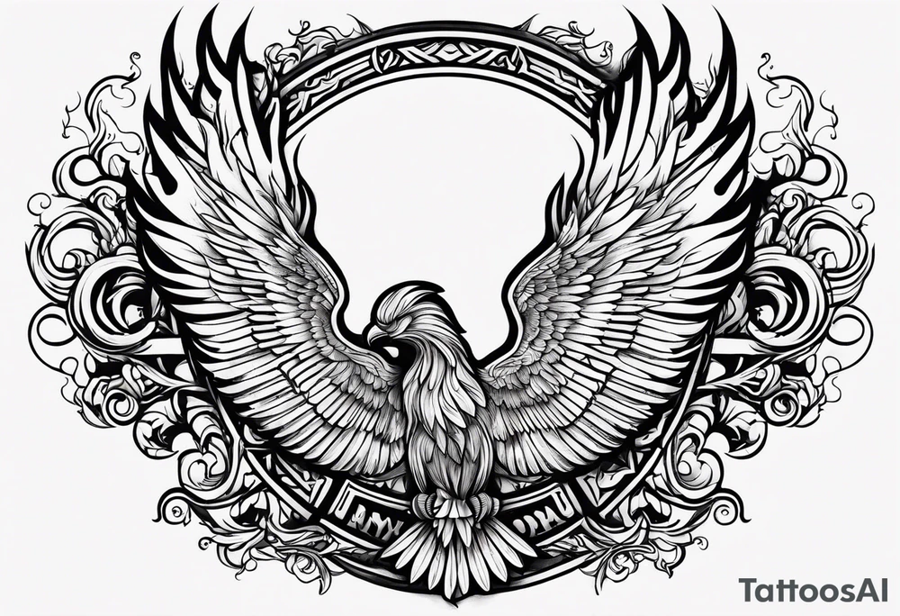 Bold text "BURN IT DOWN" engulfed with flames and smoke of a phoenix tattoo idea Bold text "BURN IT DOWN" engulfed with flames and smoke of a phoenix tattoo idea