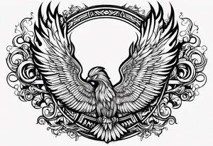 Bold text "BURN IT DOWN" engulfed with flames and smoke of a phoenix tattoo idea