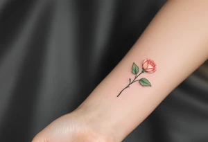 Tiny rosebud in pale peach, partially closed with soft green sepals, delicate and feminine. tattoo idea