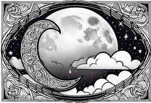 Moon with cloud tattoo idea