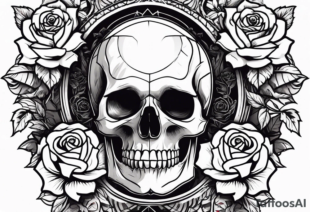 skull and roses and bold tattoo idea