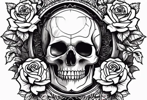 skull and roses and bold tattoo idea