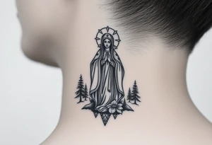 virgin mary in a russian wilderness setting tattoo idea