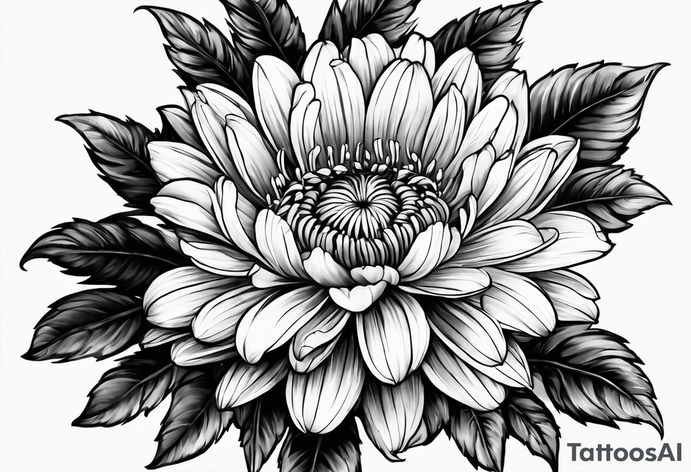 aster flower with roman numerals IX-VI-LVII tattoo idea