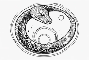 a snake cut i half coming out from black hole tattoo idea