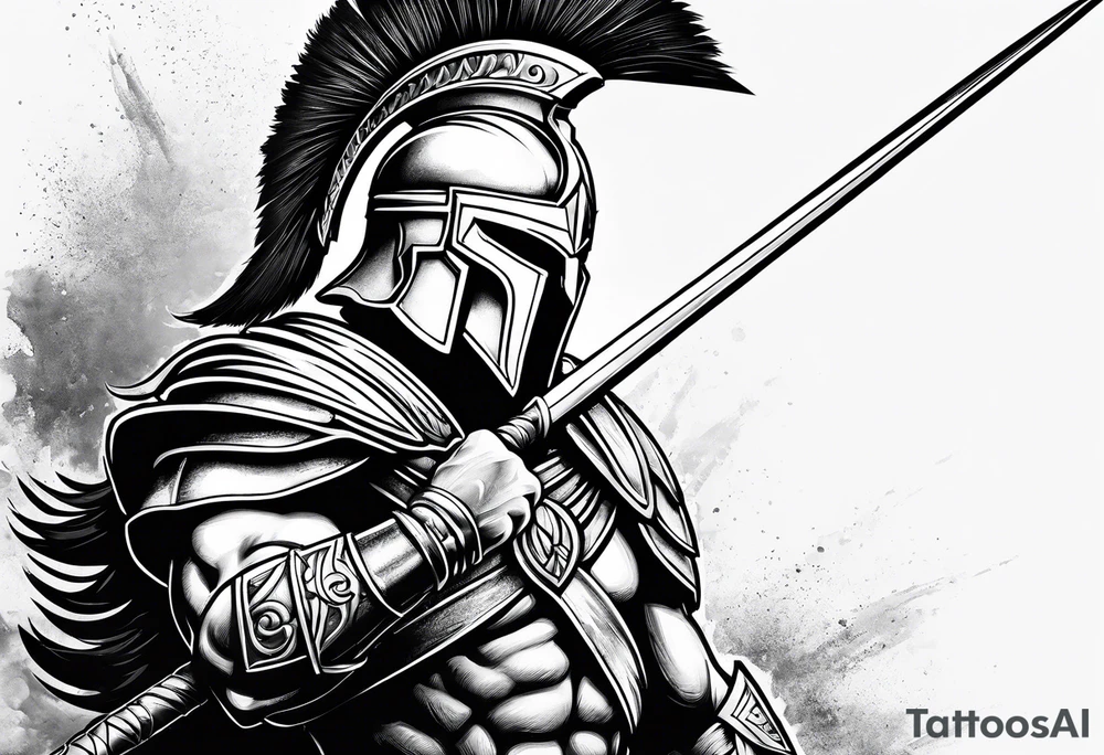 Spartan warrior point spear up tattoo idea