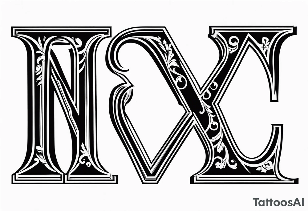 Initials NCA with roman numerals 9-15-16 tattoo idea