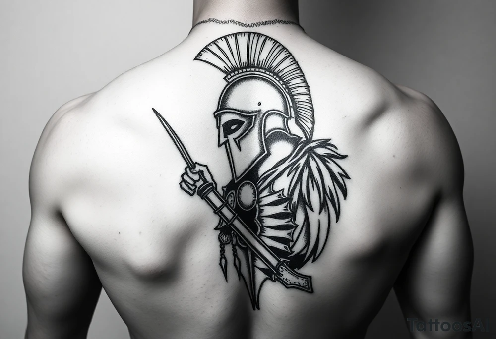 Spartan warrior protecting, guiding, leading, and defining the path for the ones he loves tattoo idea