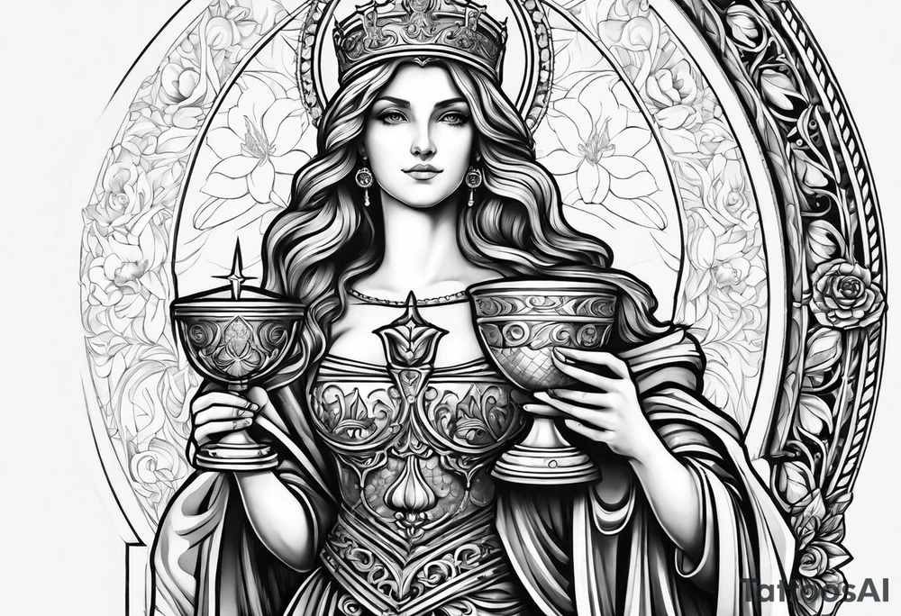 Saint Barbara full body
holding a chalice tattoo idea Saint Barbara full body
holding a chalice tattoo idea