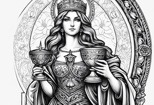 Saint Barbara  full body 
holding a chalice tattoo idea