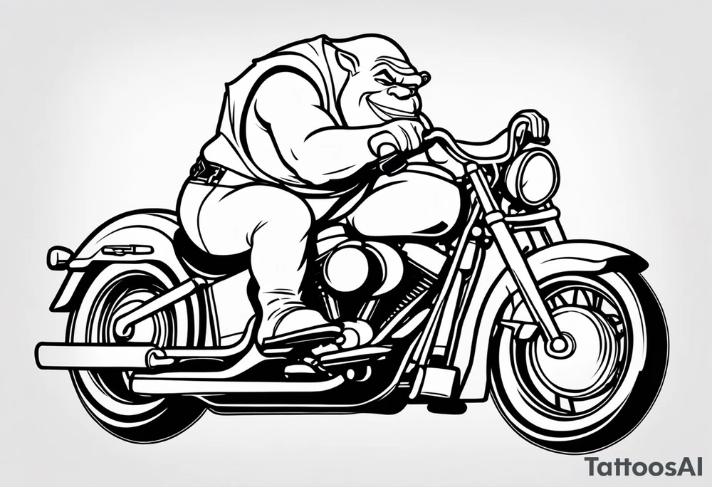 Shrek riding a Harley davidson tattoo idea
