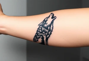 Realistic wolf howling at the moon tattoo idea