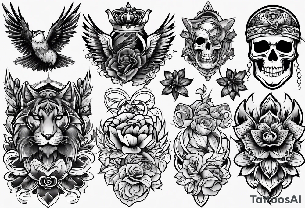 Flash sheet multiple designs tattoo idea