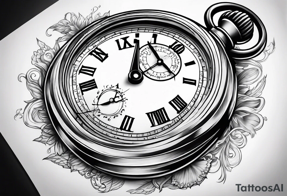Stopwatch hanging from  a sword tattoo idea