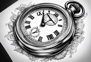 Stopwatch hanging from  a sword tattoo idea