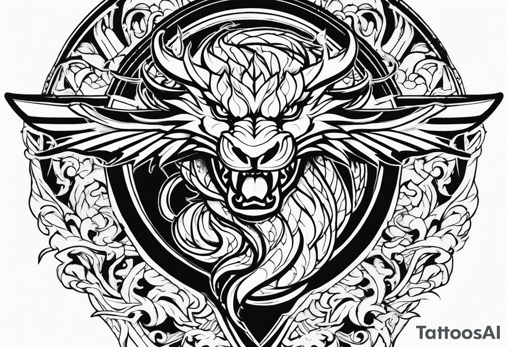 Valhalla dragon sword shield tattoo idea