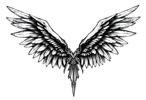Long Angelwings straight down tattoo idea