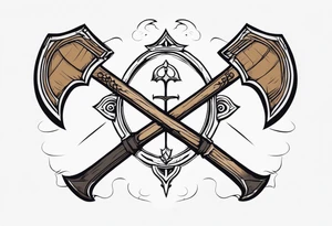 The symbol of Matthias a open Bible and a battle Axe tattoo idea