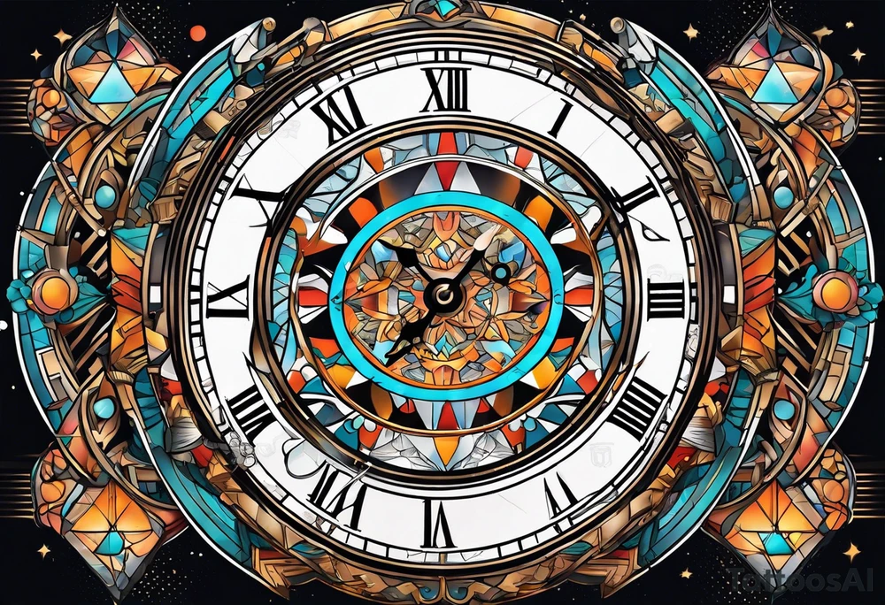 time travel space vector full art tattoo idea
