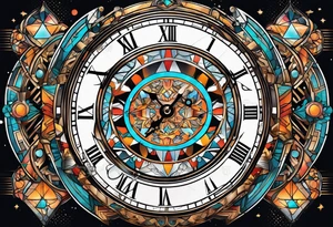 time travel space vector full art tattoo idea