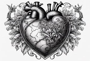 real looking anatomically correct heart that appears to be alive and pumping blood with an ancient anchor penetrating completely through it tattoo idea