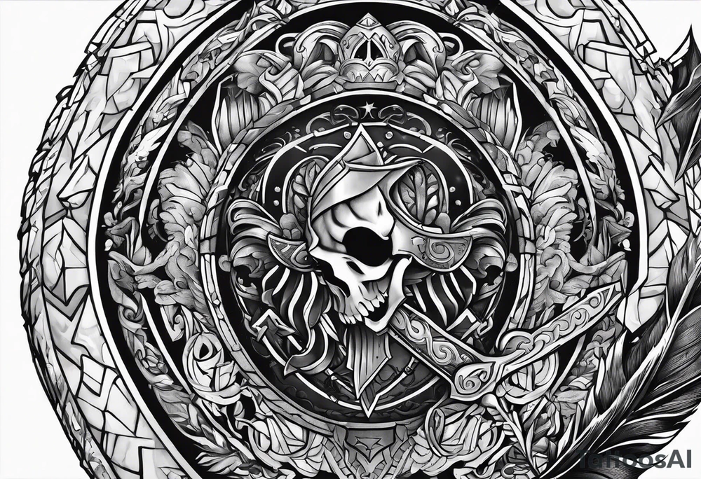 Valhalla steps sword shield axe tattoo idea
