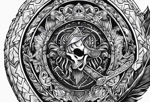 Valhalla steps sword shield axe tattoo idea
